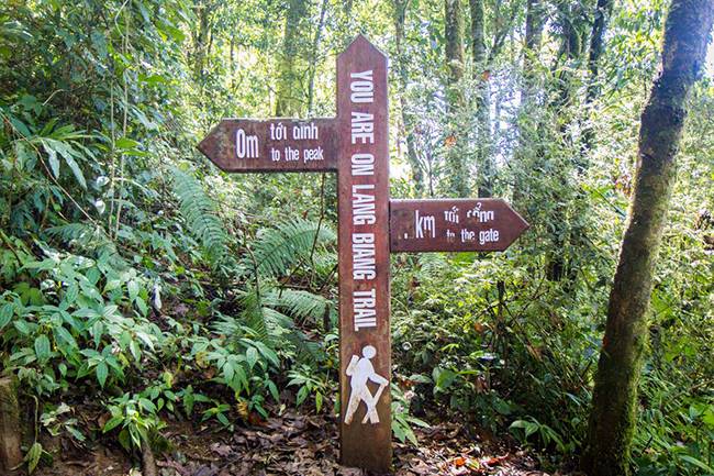 Bảng chỉ đường cho du khách leo núi Langbiang