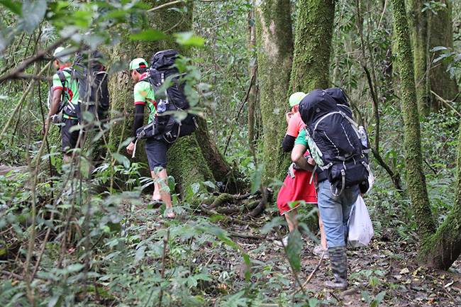 Đoàn người leo núi trekking - cắm trại tour Langbiang